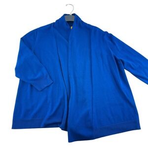 Ruby Rd. Womens 2X Open Front Cardigan Blue Rayon/Nylon lightweight